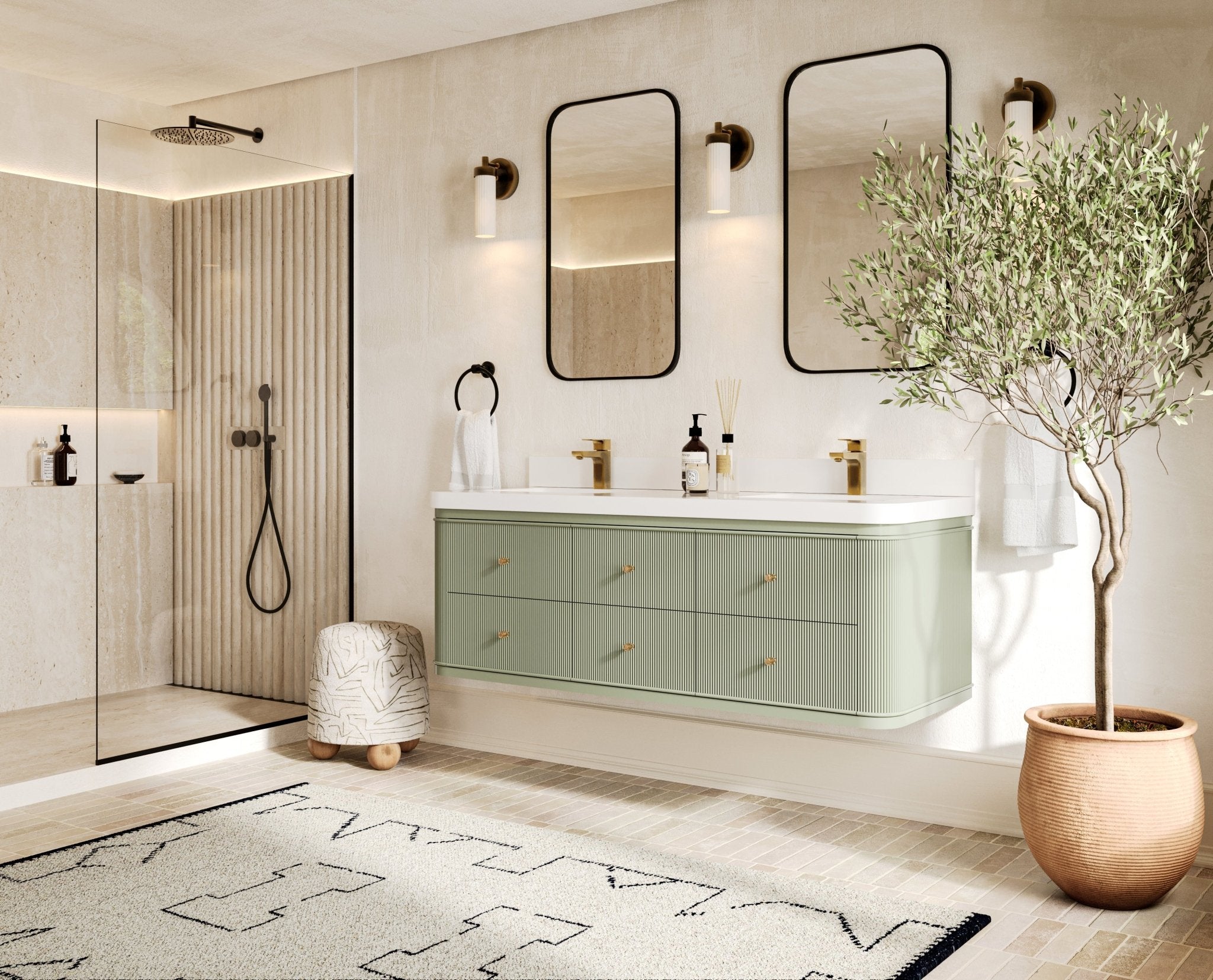 Hampton Floating 60 in. W x 22 in. D Double Sink Bathroom Vanity - Willow Bath and Vanity