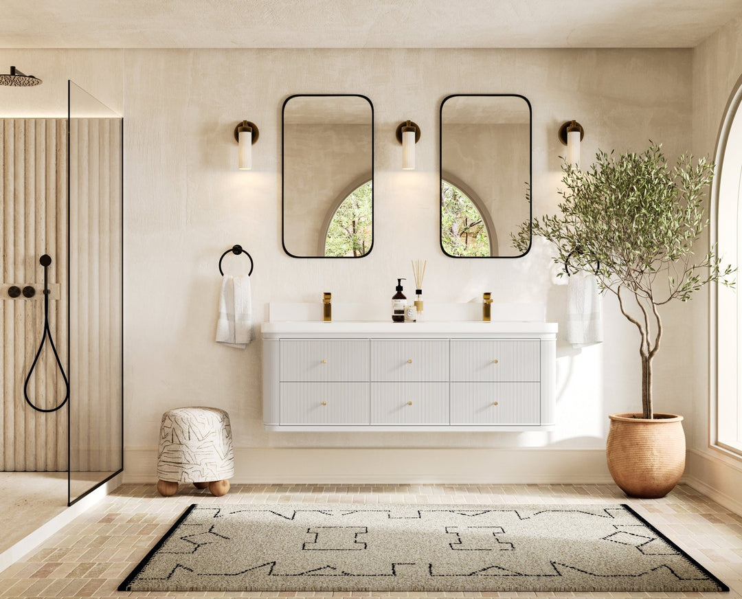 Hampton Floating 60 in. W x 22 in. D Double Sink Bathroom Vanity - Willow Bath and Vanity
