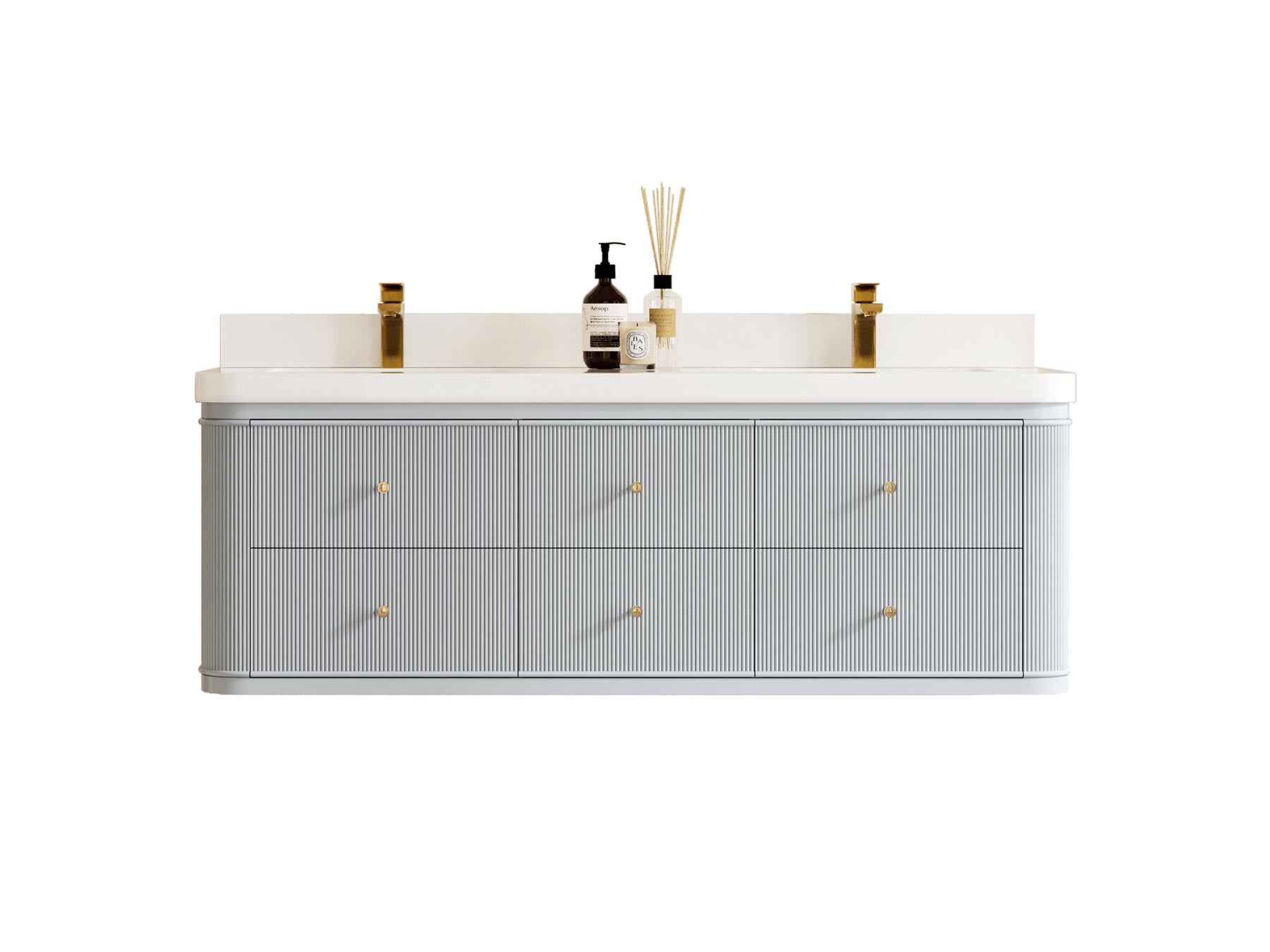 Hampton Floating 60 in. W x 22 in. D Double Sink Bathroom Vanity - Willow Bath and Vanity