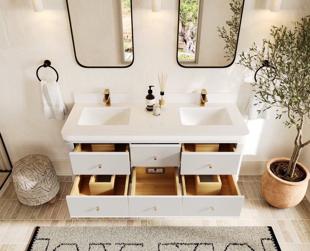 Hampton Floating 60 in. W x 22 in. D Double Sink Bathroom Vanity - Willow Bath and Vanity