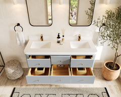 Hampton Floating 60 in. W x 22 in. D Double Sink Bathroom Vanity - photo 5