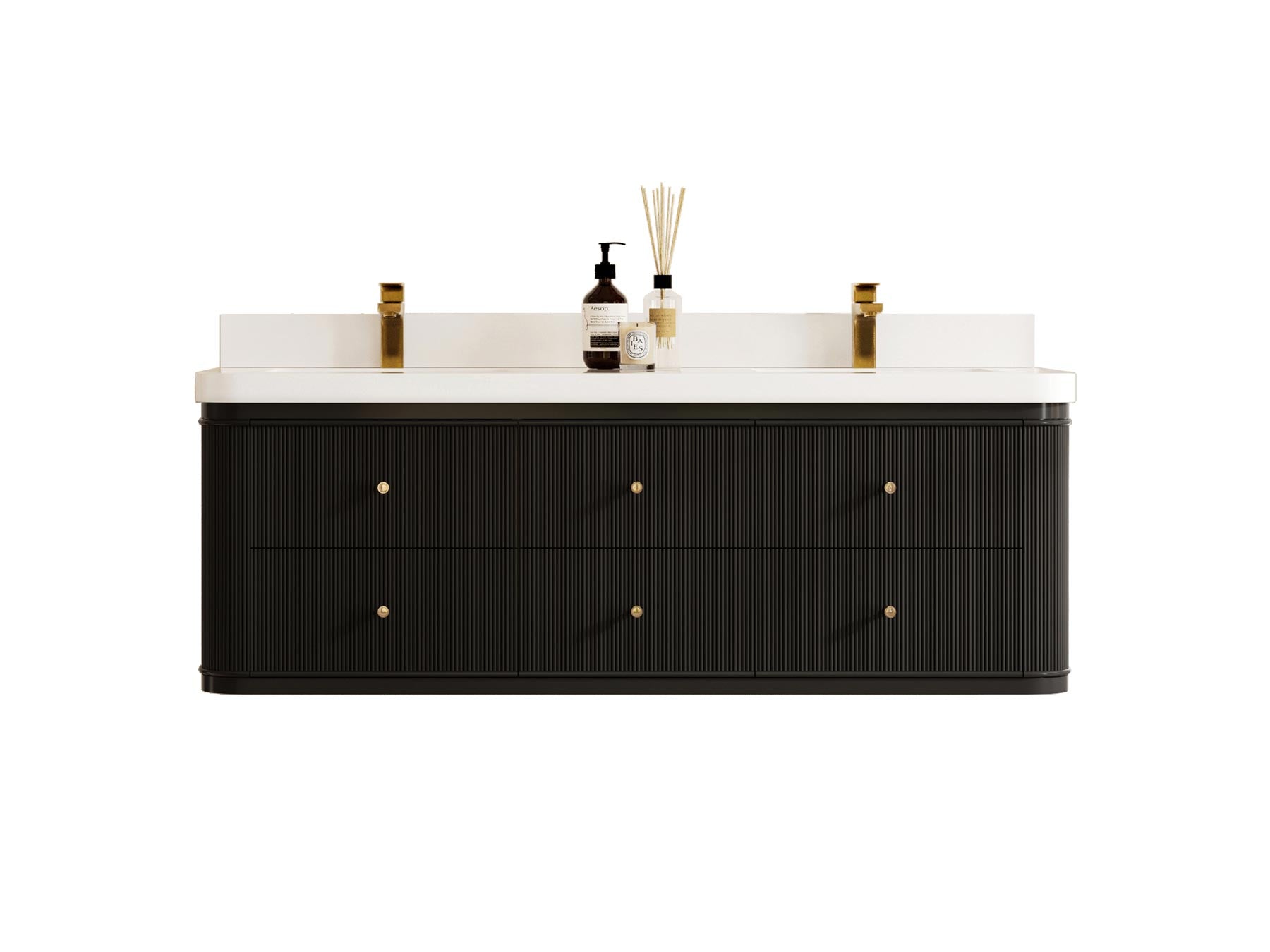 Hampton Floating 60 in. W x 22 in. D Double Sink Bathroom Vanity - Willow Bath and Vanity