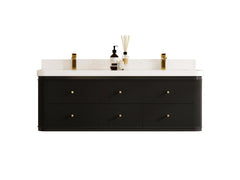 Hampton Floating 60 in. W x 22 in. D Double Sink Bathroom Vanity - photo 1