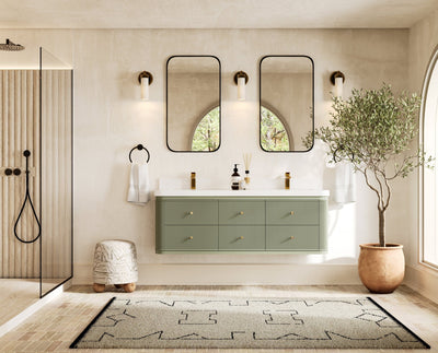 Hampton Floating 60 in. W x 22 in. D Double Sink Bathroom Vanity - Willow Bath and Vanity