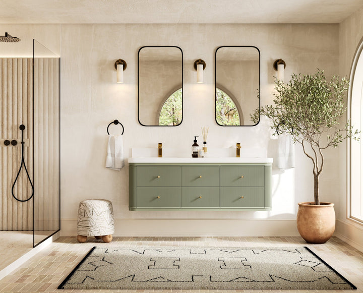Hampton Floating 60 in. W x 22 in. D Double Sink Bathroom Vanity - photo 2