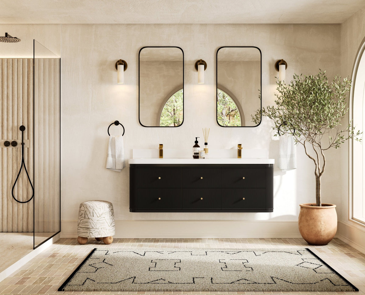 Hampton Floating 60 in. W x 22 in. D Double Sink Bathroom Vanity - Willow Bath and Vanity