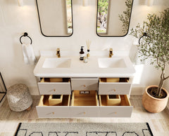 Hampton Floating 60 in. W x 22 in. D Double Sink Bathroom Vanity - photo 5