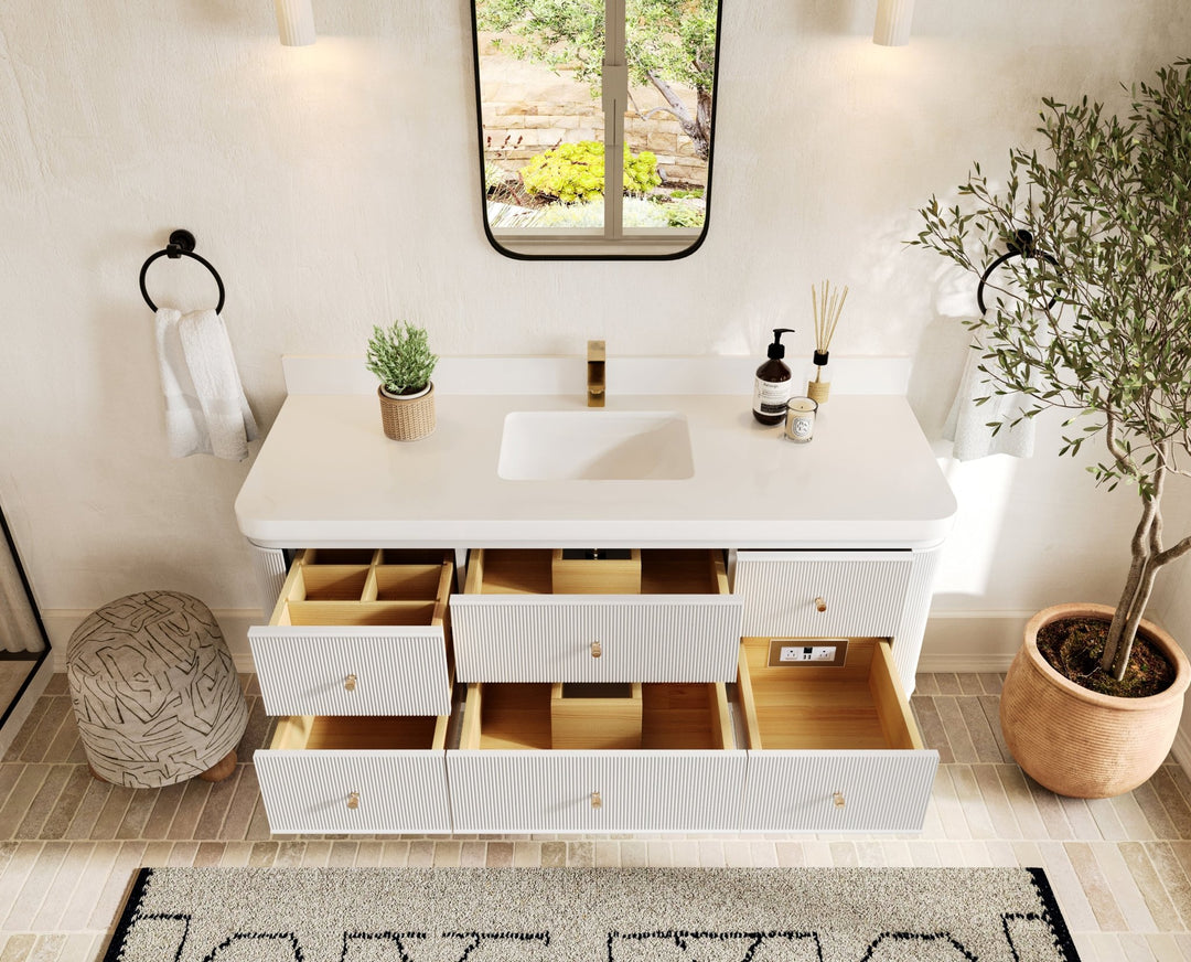 Hampton Floating 60 in. W x 22 in. D Single Sink Bathroom Vanity - Willow Bath and Vanity