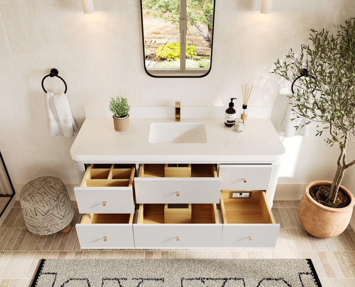 Hampton Floating 60 in. W x 22 in. D Single Sink Bathroom Vanity - photo 4