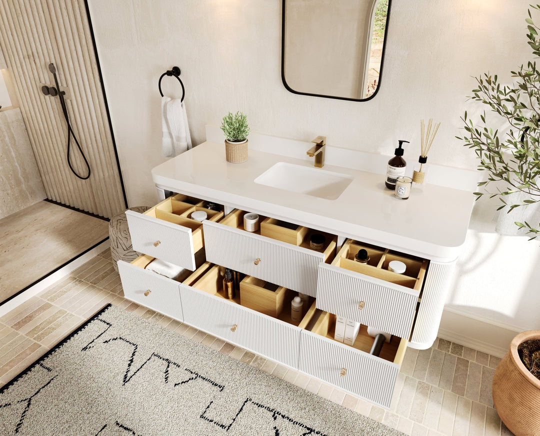 Hampton Floating 60 in. W x 22 in. D Single Sink Bathroom Vanity - Willow Bath and Vanity