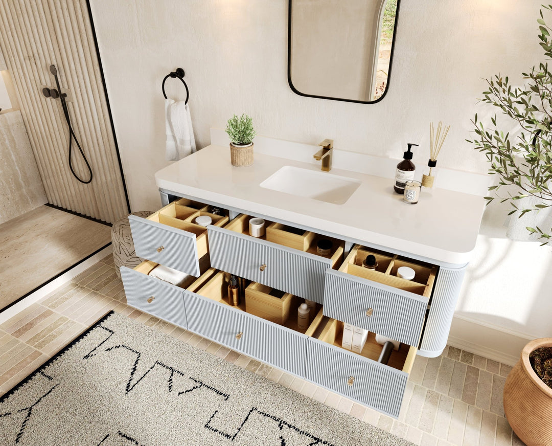 Hampton Floating 60 in. W x 22 in. D Single Sink Bathroom Vanity - Willow Bath and Vanity
