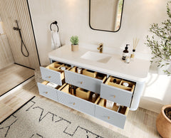Hampton Floating 60 in. W x 22 in. D Single Sink Bathroom Vanity - photo 3