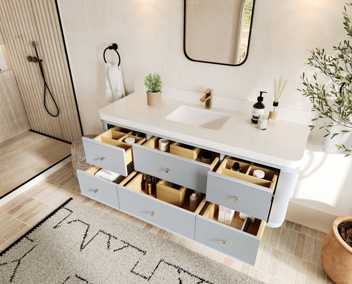 Hampton Floating 60 in. W x 22 in. D Single Sink Bathroom Vanity - photo 3