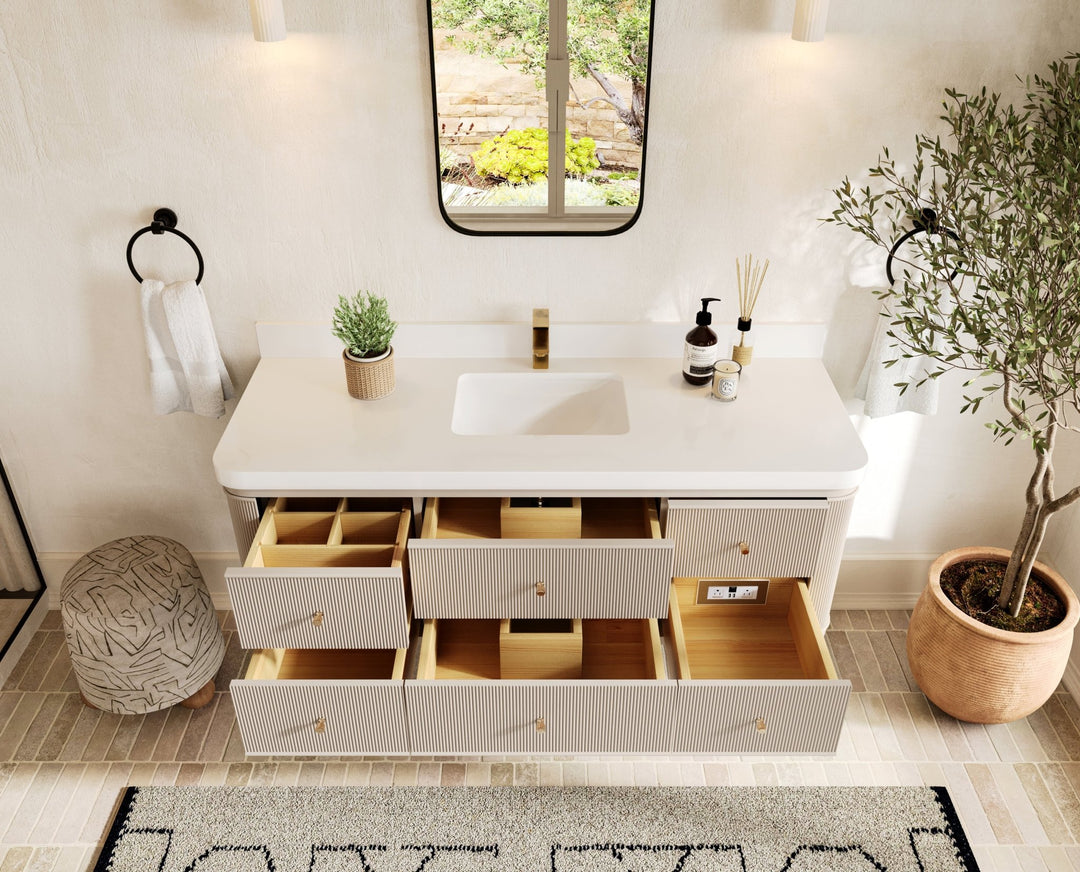 Hampton Floating 60 in. W x 22 in. D Single Sink Bathroom Vanity - Willow Bath and Vanity