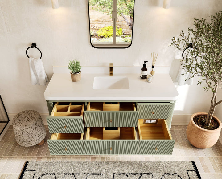 Hampton Floating 60 in. W x 22 in. D Single Sink Bathroom Vanity - photo 4