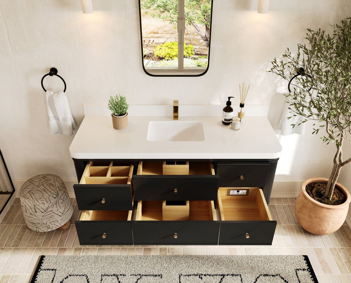 Hampton Floating 60 in. W x 22 in. D Single Sink Bathroom Vanity - photo 4