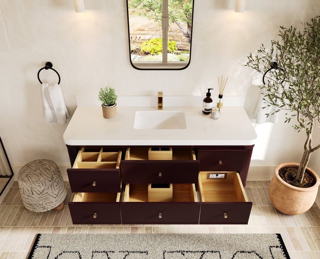 Hampton Floating 60 in. W x 22 in. D Single Sink Bathroom Vanity - Willow Bath and Vanity