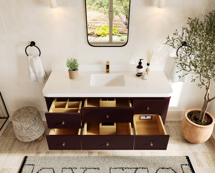 Hampton Floating 60 in. W x 22 in. D Single Sink Bathroom Vanity - photo 4