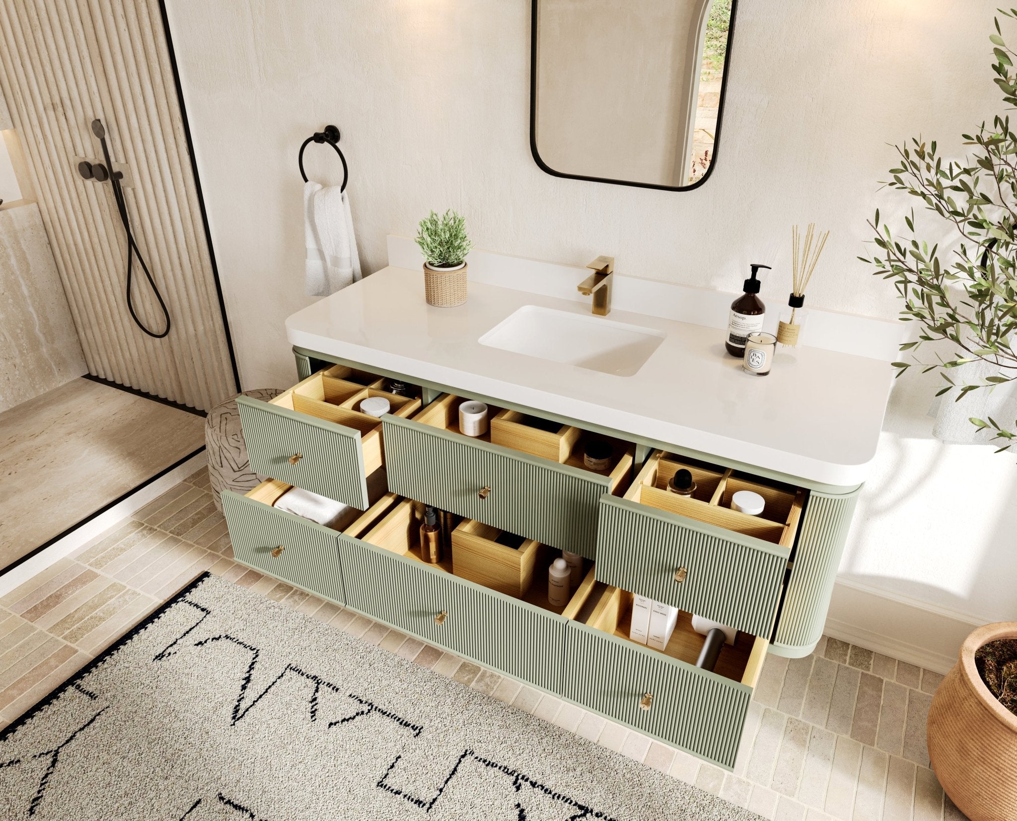 Hampton Floating 60 in. W x 22 in. D Single Sink Bathroom Vanity - Willow Bath and Vanity