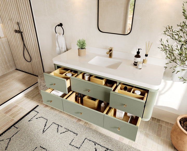Hampton Floating 60 in. W x 22 in. D Single Sink Bathroom Vanity - photo 3