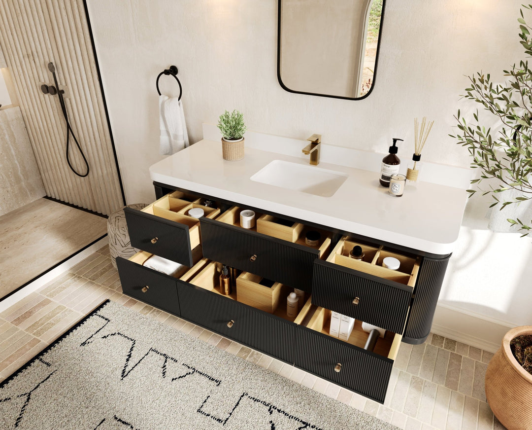 Hampton Floating 60 in. W x 22 in. D Single Sink Bathroom Vanity - Willow Bath and Vanity