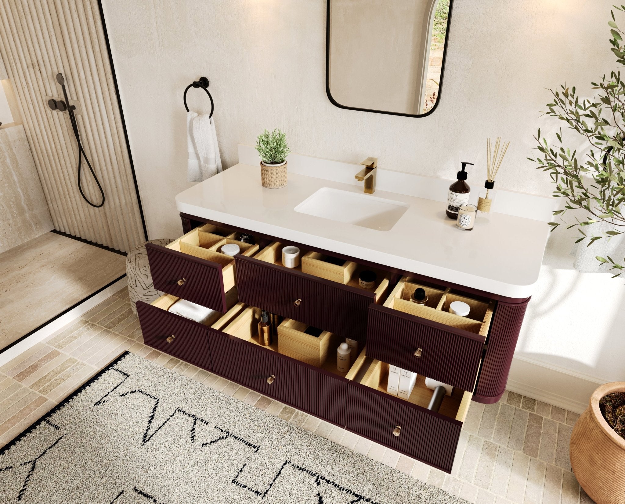 Hampton Floating 60 in. W x 22 in. D Single Sink Bathroom Vanity - Willow Bath and Vanity