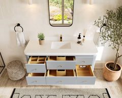 Hampton Floating 60 in. W x 22 in. D Single Sink Bathroom Vanity - photo 5