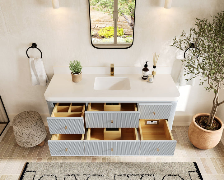Hampton Floating 60 in. W x 22 in. D Single Sink Bathroom Vanity - photo 4