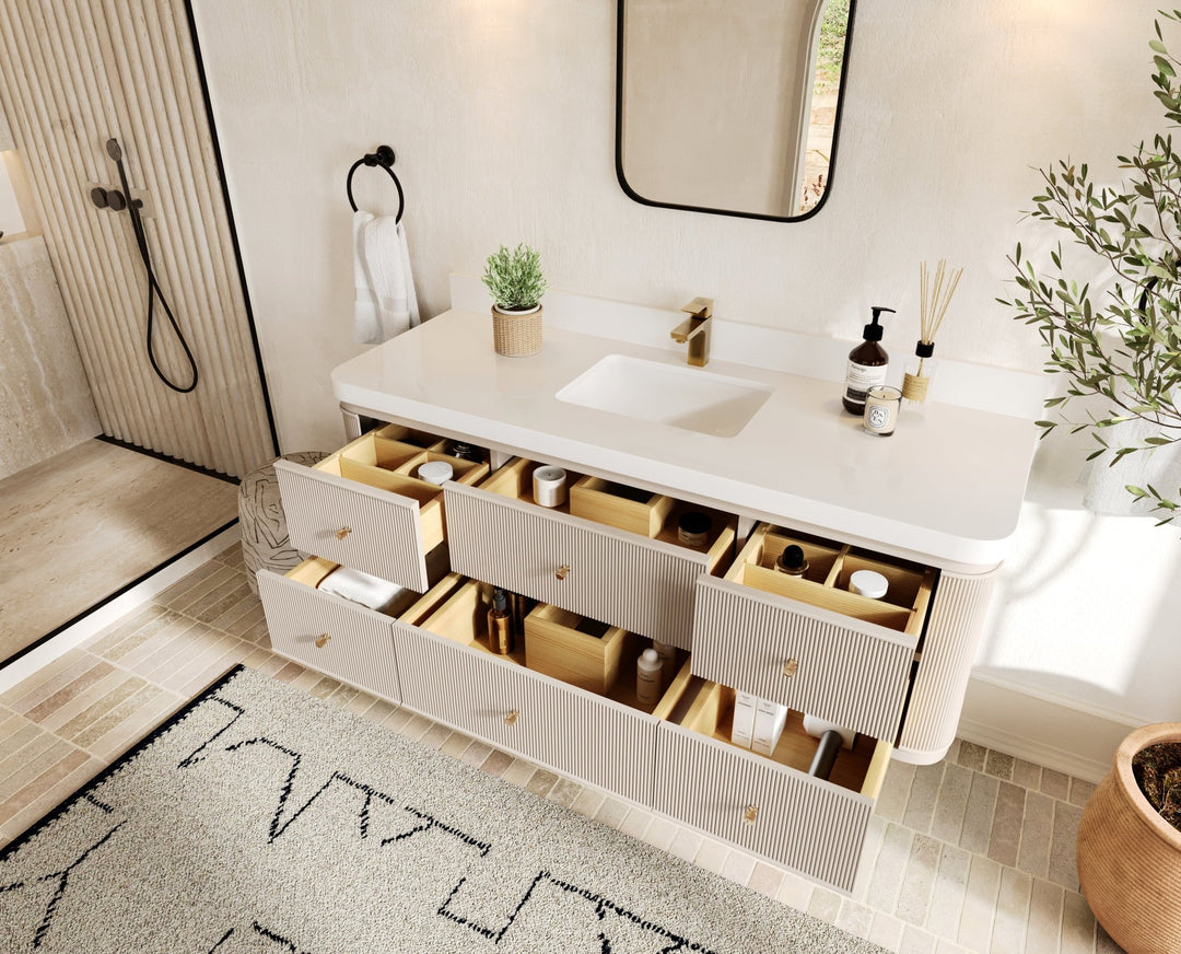 Hampton Floating 60 in. W x 22 in. D Single Sink Bathroom Vanity - Willow Bath and Vanity