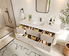 Hampton Floating 60 in. W x 22 in. D Single Sink Bathroom Vanity - photo 3