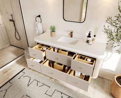 Hampton Floating 60 in. W x 22 in. D Single Sink Bathroom Vanity - Willow Bath and Vanity