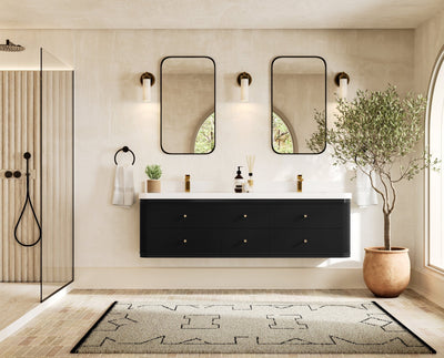 Hampton Floating 72 in. W x 22 in. D Double Sink Bathroom Vanity - Willow Bath and Vanity