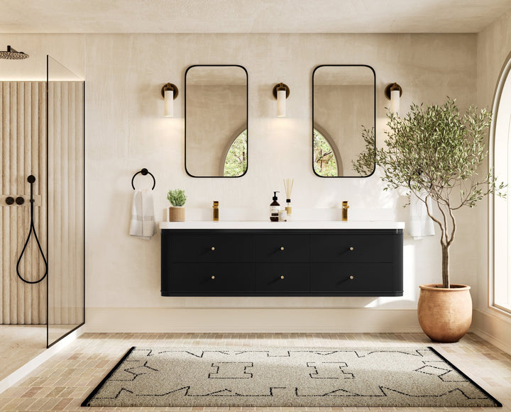Hampton Floating 72 in. W x 22 in. D Double Sink Bathroom Vanity - photo 1