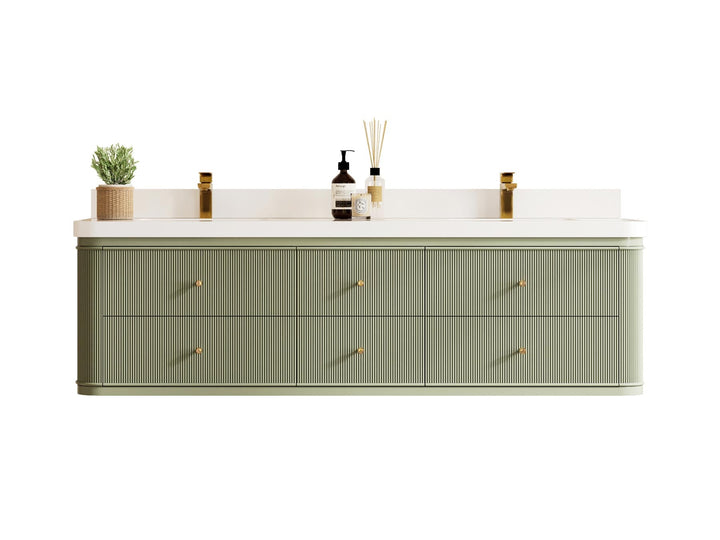 Hampton Floating 72 in. W x 22 in. D Double Sink Bathroom Vanity - photo 1