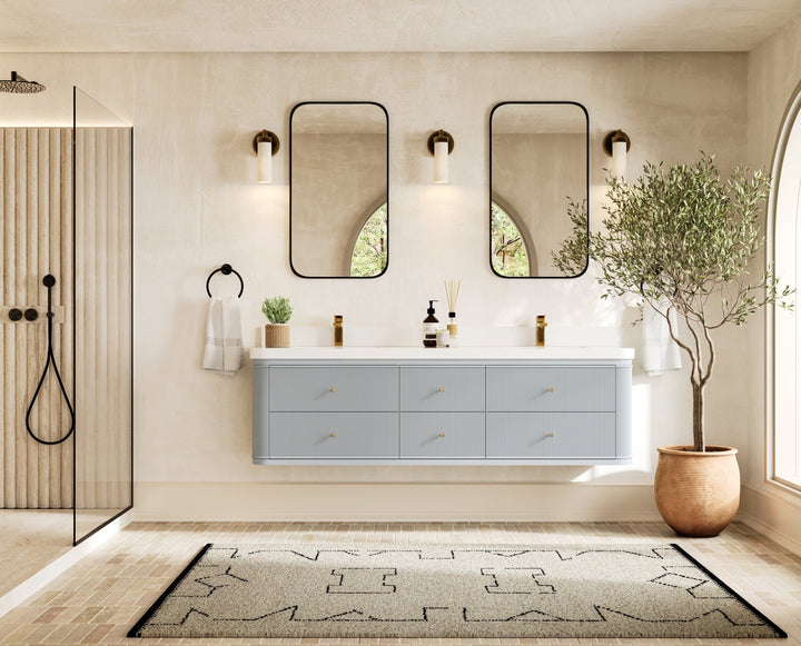 Hampton Floating 72 in. W x 22 in. D Double Sink Bathroom Vanity - photo 1