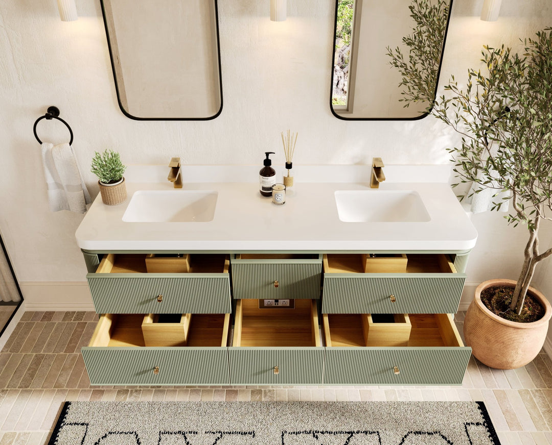 Hampton Floating 72 in. W x 22 in. D Double Sink Bathroom Vanity - Willow Bath and Vanity