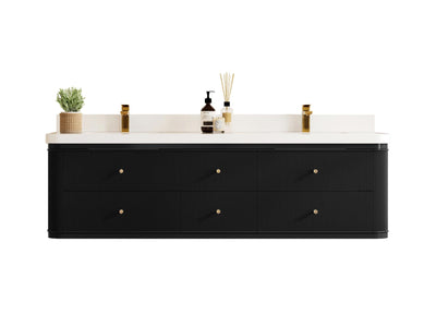 Hampton Floating 72 in. W x 22 in. D Double Sink Bathroom Vanity - Willow Bath and Vanity