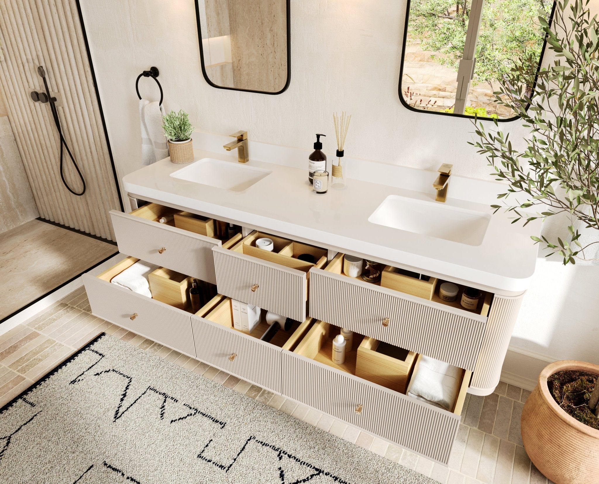 Hampton Floating 72 in. W x 22 in. D Double Sink Bathroom Vanity - Willow Bath and Vanity