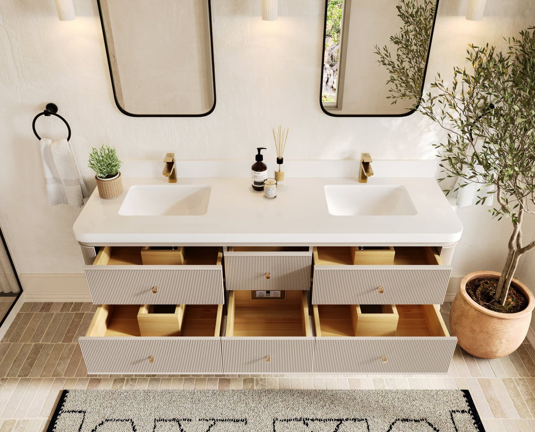 Hampton Floating 72 in. W x 22 in. D Double Sink Bathroom Vanity - Willow Bath and Vanity