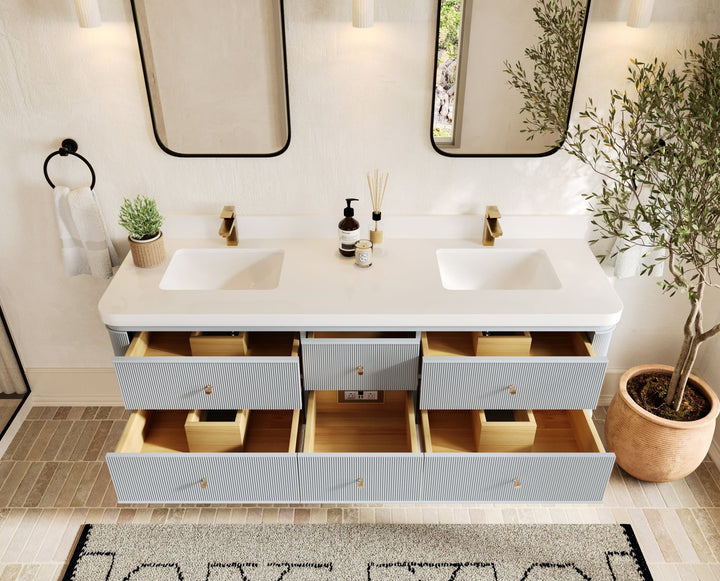 Hampton Floating 72 in. W x 22 in. D Double Sink Bathroom Vanity - photo 4