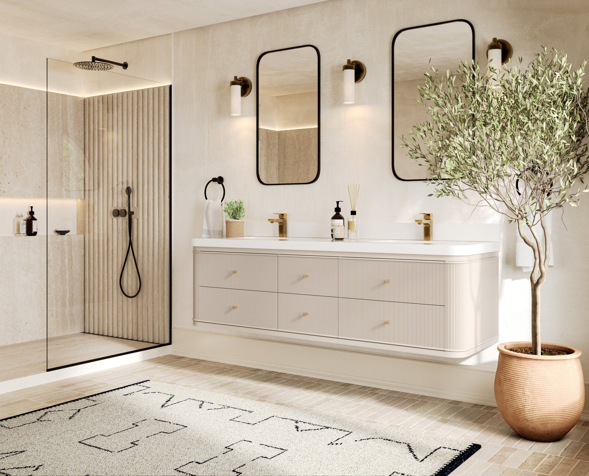 Hampton Floating 72 in. W x 22 in. D Double Sink Bathroom Vanity - Willow Bath and Vanity