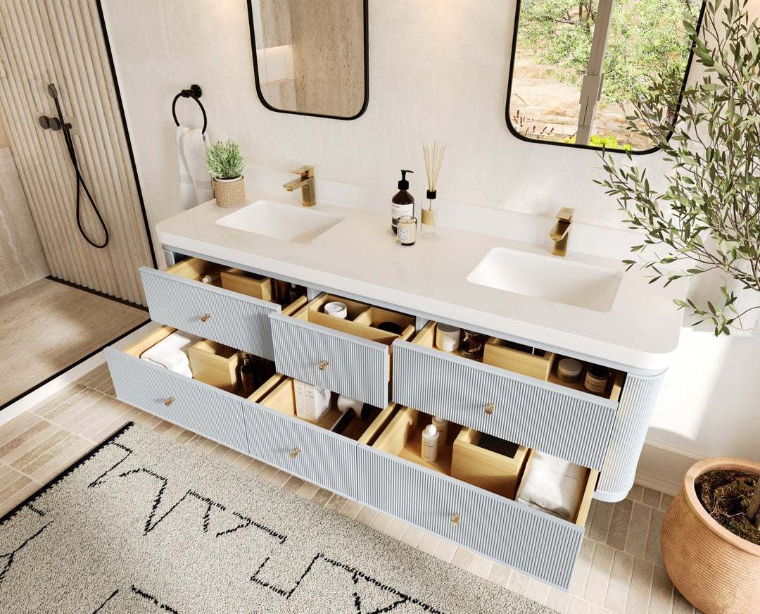 Hampton Floating 72 in. W x 22 in. D Double Sink Bathroom Vanity - Willow Bath and Vanity