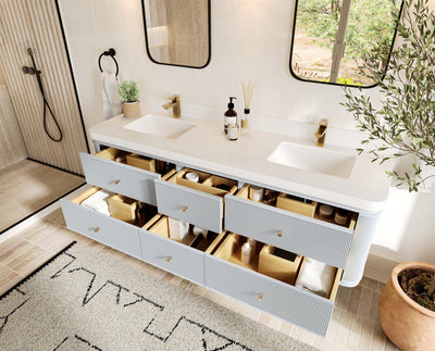 Hampton Floating 72 in. W x 22 in. D Double Sink Bathroom Vanity - Willow Bath and Vanity