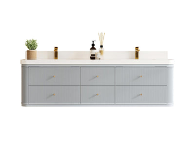 Hampton Floating 72 in. W x 22 in. D Double Sink Bathroom Vanity - Willow Bath and Vanity