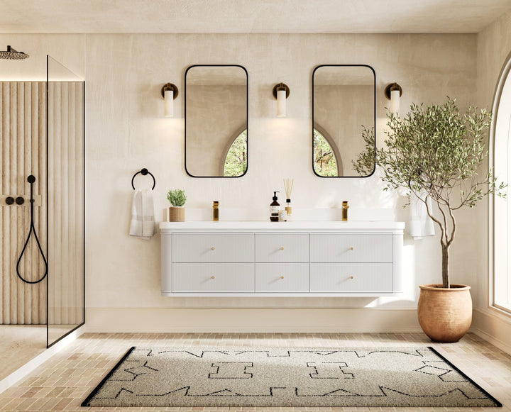 Hampton Floating 72 in. W x 22 in. D Double Sink Bathroom Vanity - photo 1