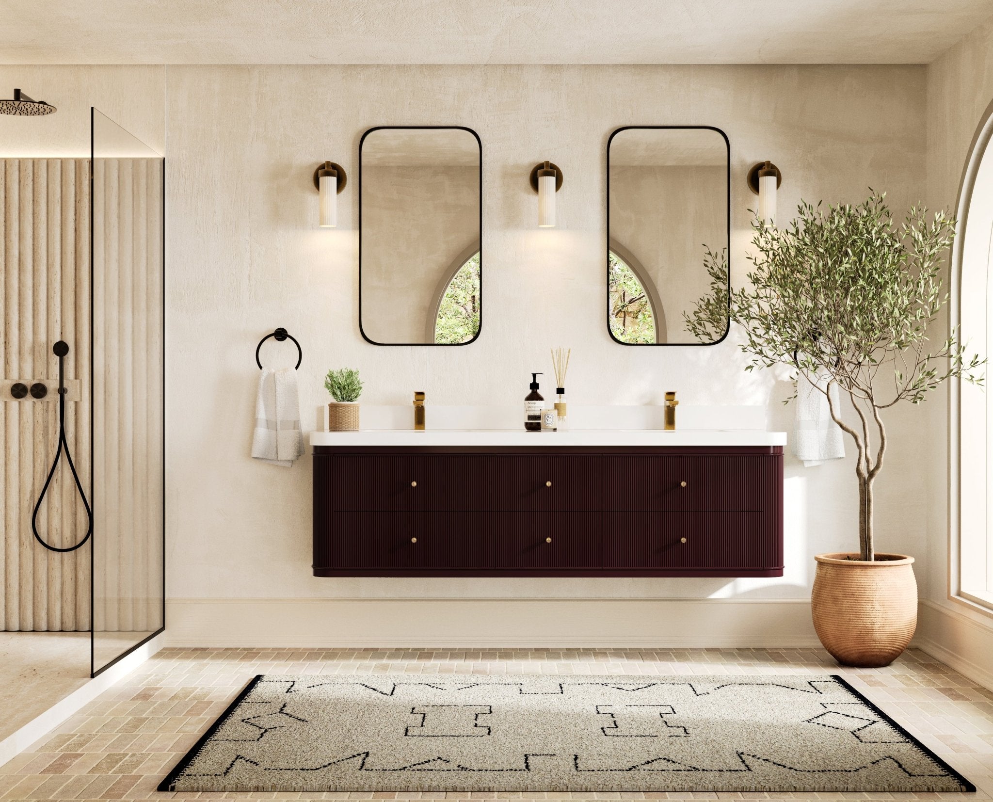 Hampton Floating 72 in. W x 22 in. D Double Sink Bathroom Vanity - Willow Bath and Vanity