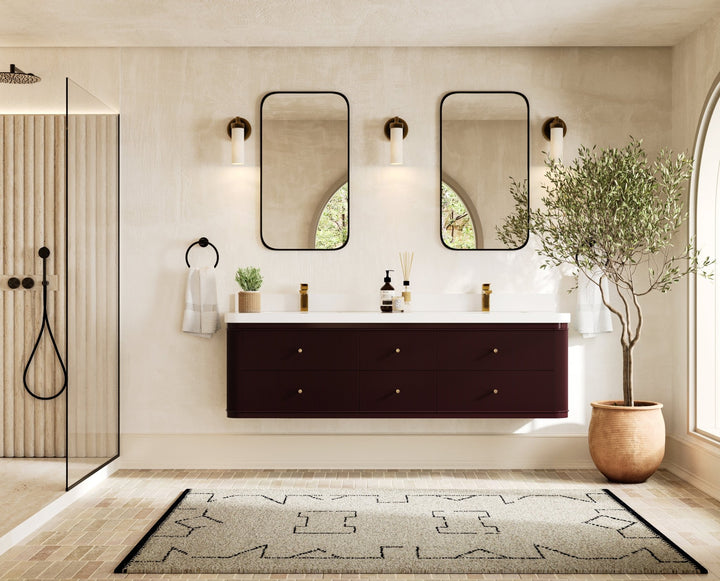 Hampton Floating 72 in. W x 22 in. D Double Sink Bathroom Vanity - photo 1