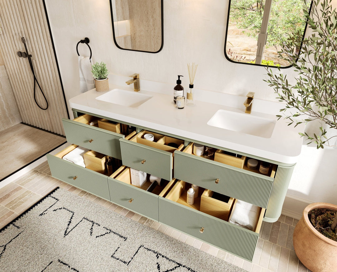 Hampton Floating 72 in. W x 22 in. D Double Sink Bathroom Vanity - Willow Bath and Vanity
