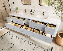Hampton Floating 84 in. W x 22 in. D Double Sink Bathroom Vanity - photo 4