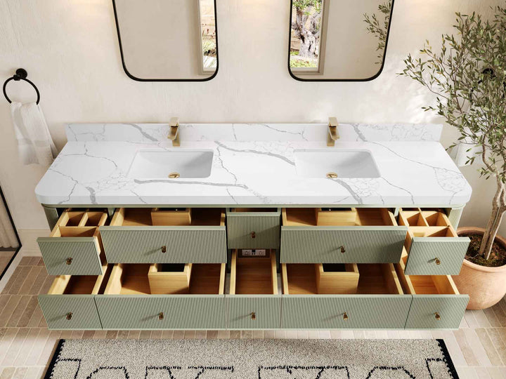 Hampton Floating 84 in. W x 22 in. D Double Sink Bathroom Vanity - photo 8